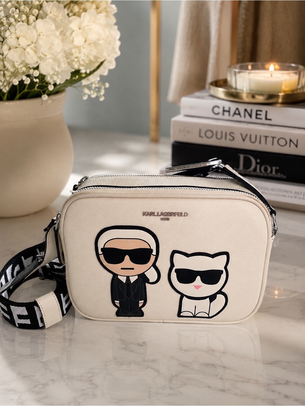 Karl Lagerfeld White/Ivory Paris Maybelle Crossbody Camera Bag